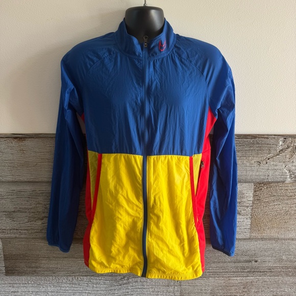 Nike Windrunner Jacket Men’s Small Blue Yellow Red Full Zip (D1)